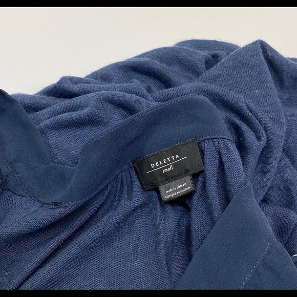 Anthropologie Deletta Linen Blue Bow Ruffle Top Small - Picture 4 of 8